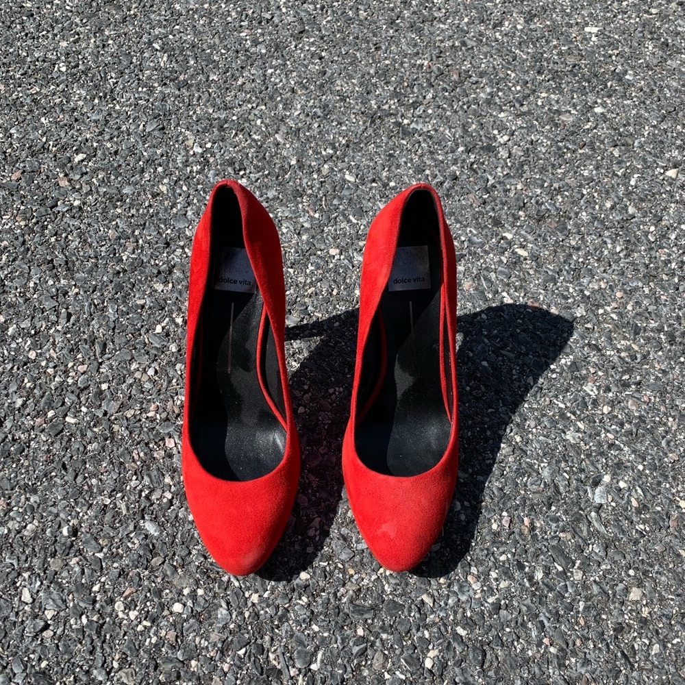 Red Suede Round Toe Dolce Vita Pump
